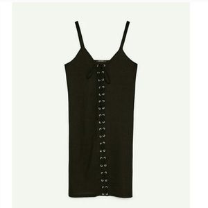 Zara Dresses - Zara Ribbed Knit Corset Tie Up Front Strappy LBD Zara Dresses - Zara Ribbed Knit Corset Tie Up Front Strappy LBD